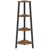 VASAGLE Corner Shelf Stand, 4-Tier Corner Bookshelf, Industrial Corner Ladder Shelf, Plant Stand Display Shelf for Living Room, Office, Kitchen, Rustic Brown and Black ULLS34X VASAGLE
