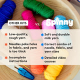 SPINNY Punch Needle Kit, Two Large Floral Designs w/ 2 Embroidery Hoops, Includes Beginner Video Tutorials and Instructions, Beginner Punch Stitch for Adults, Complete Kit for Crafters SPINNY