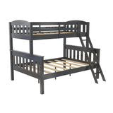 DHP Airlie Convertible Wood Bunk Bed, Stackable and Detachable Bed Frames for Kids and Teens, with Angled Ladder, High Guardrail, Wood Slats, No Boxspring Required, Twin-Over-Full, Slate Gray DHP