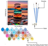 JUJUHOOD Sunset Beach Stone Paint by Numbers Beginner,Beach Scenery Paint by Number Kit for Adults, Adult Paint by Number Canvas with Paintbrushes and Acrylic Pigment16x20 inch,Sunset Beach Stone JUJUHOOD