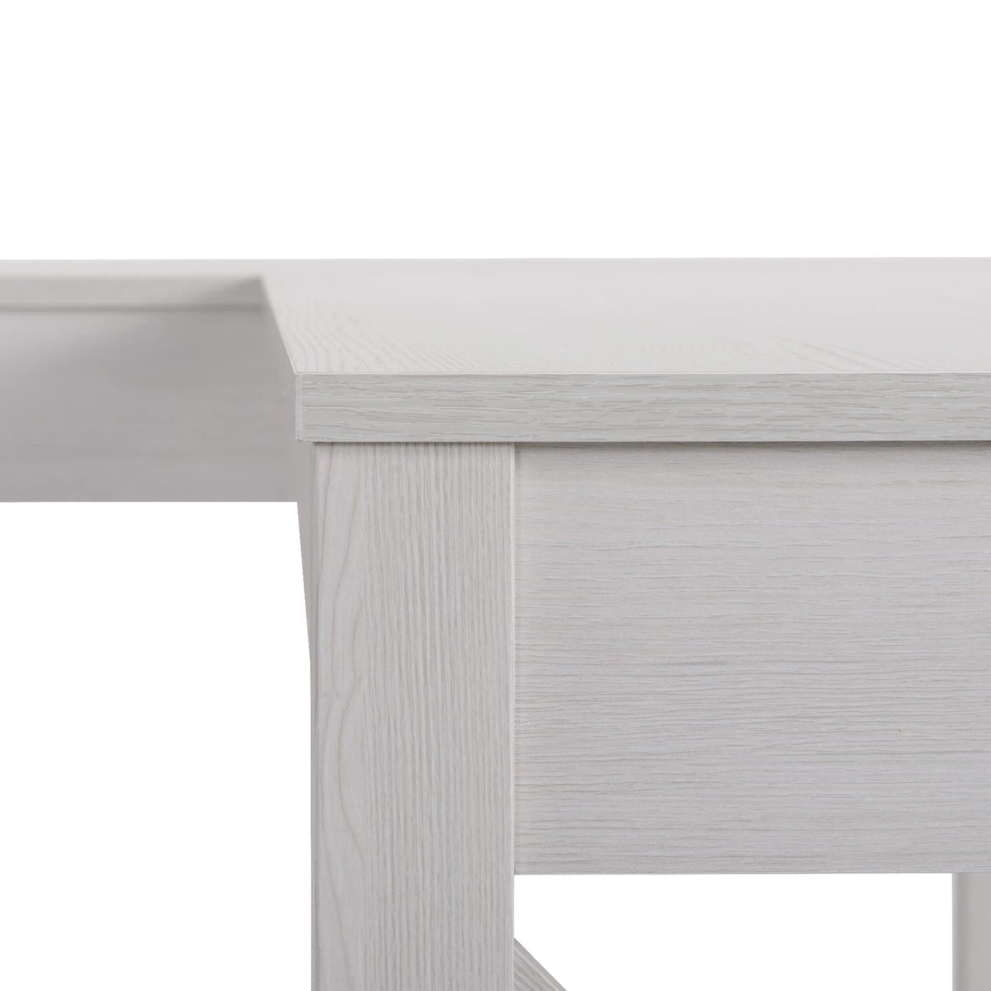 HOMCOM 57" L-Shaped Corner Desk, Computer Home Office Desk and Writing Table, White Wood Grain