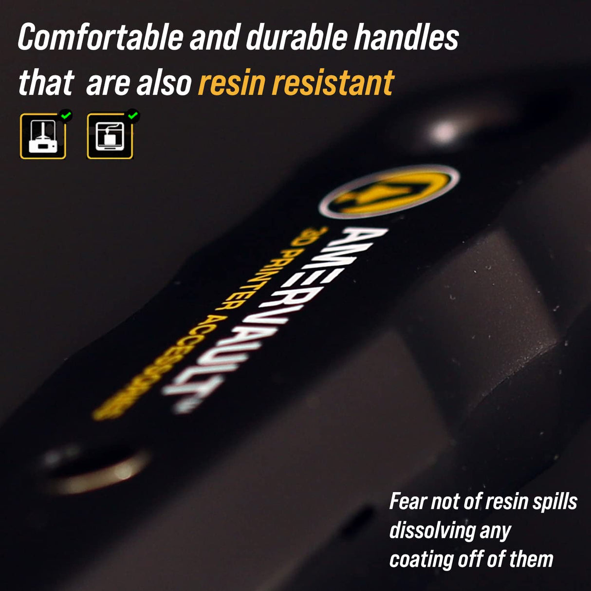 Premium 3D Print Removal Tool Kit - Durable 3D Printer Tools with Sturdy Comfort Grips, Sharp and Hardened Blades for Easy Separation of Prints, Knife and Spatula Set of 2 - Enhanced Version AMERVAULT