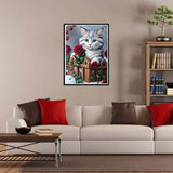 PFFNGPEN Diamond Painting Kits for Adults, 5D DIY Cat Rose Diamond Art Kits for Beginners, Full Drill Round Diamond Art for Home Wall Decor, Animal, 12x16 inch PFFNGPEN