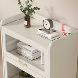 LITFAD Modern White Wooden Bookcase with Glass Doors & Drawer for Minimalist Storage LITFAD