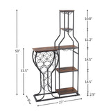 PUDDINER Wine Rack Freestanding Floor, 11 Bottle Wine Racks with Tabletop, Hanging Wine Glass Holder, 5 Tier Wine Bakers Rack, Bar Table Countertop, Wine Storage Shelf for Home, Bar, Kitchen, Brown PUDDINER