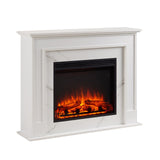 LegendFlame Fireplace Suite Cathrine, 47 Inch Mantel Surround, Cream White with Snow White Marble Finish, with 26 Inch Electric Fireplace Insert, 750W/1500W Heater, Weekly Timer, Remote Control Legend Flame