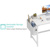 Lufeiya White Small Desk with Fabric Drawers, 47 Inch Computer Desk for Small Space Home Office, Modern Simple Study Writing Table PC Desks, White Lufeiya