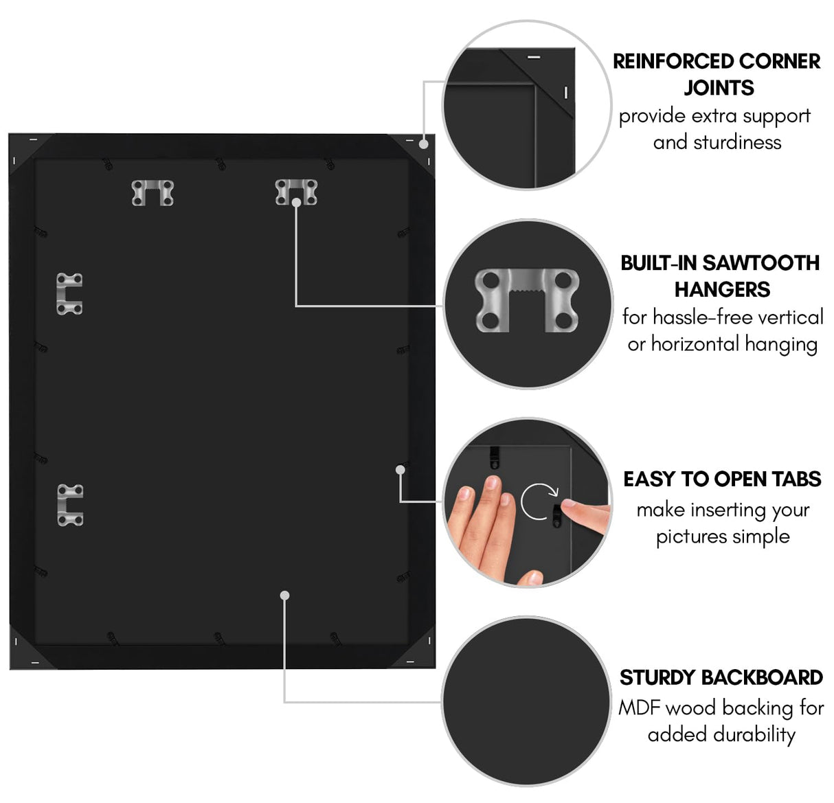 Americanflat 18x24 Poster Frame with Polished Plexiglass - Black Picture Frame - Wide Photo Frames Made of Engineered Wood for Vertical or Horizontal Wall Display - Epic Collection - Black Americanflat