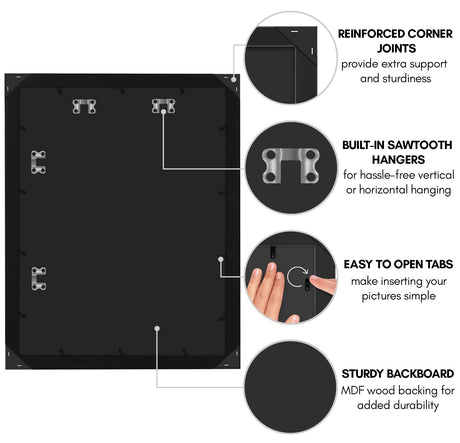 Americanflat 18x24 Poster Frame with Polished Plexiglass - Black Picture Frame - Wide Photo Frames Made of Engineered Wood for Vertical or Horizontal Wall Display - Epic Collection - Black Americanflat