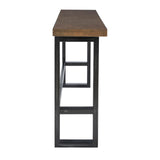 Darwin Black Metal-Framed Console Table with Brown Poplar Wood Veneer Top Powell