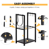 nalone Firewood Rack Indoor, Small Outdoor Firewood Log Storage Rack, 2-Tier Wood Holder with 6 Hooks, Firewood Stand for Indoor Fireplace, Outdoor Patio, Fire Pit, Stove nalone