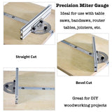 Precision Miter Gauge, Miter Gauge for Table Saw, with Miter Gauge Fence and Limit Stopper, 140° Angle Stops, Adjustable for Bandsaw Router Table, 250mm x 300mm WoodArtSupply