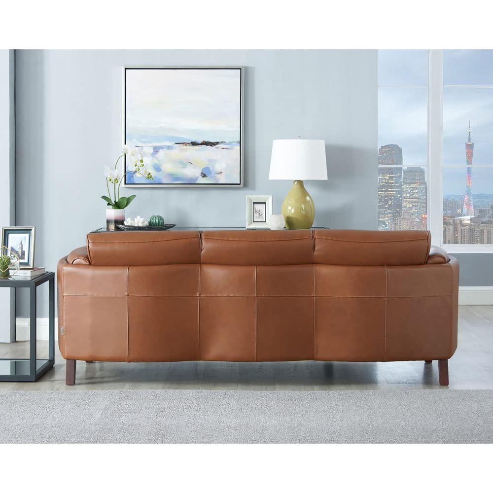 Hydeline Maui 100% Leather Sofa and Loveseat, Nutmeg Brown Hydeline