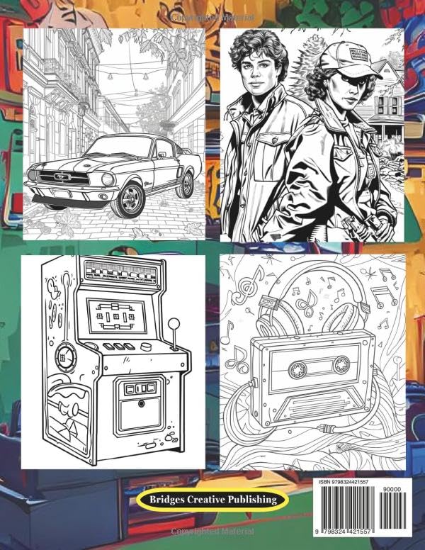 1980s Memories Adult Coloring Book: Turn Back Time With Fun and Relaxing Moments to Remember For Adults WoodArtSupply