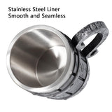 Vintage Handmade Wooden Beer Barrel Mug,Bar Restaurant Mug With Handle,Resin Bucket Mug for Men Coffee Beverage Cocktail,Stainless Steel Liner Beer Stein Tankard Beer Cup Unique Gift Mug HQSLPS