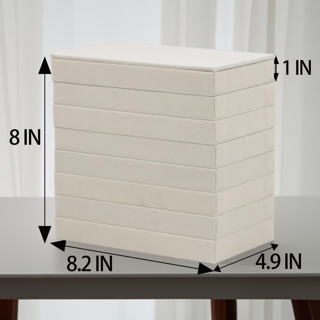 Set of 8 Stackable Jewelry Organizer Trays with 1 Lid for Drawer & Dresser Organizer, Adjustable Velvet Jewelry Box Tray Earring Organizer Necklace Storage Ring Bracelet Display Case (Beige) Fordonral