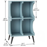 Aenuert Blue 4-Cube Modern Bookshelf - Stylish Open Storage Display Cabinet for Home and Office Aenuert