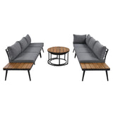 Tdewlye 6 Piece Outdoor Sectional Furniture Sofa Conversation Set with Round Nesting Coffee Tables and Seating Sofa with 6 Cushions+7 Pillows for Patio, Porch and Garden (Grey-@8.9) Tdewlye
