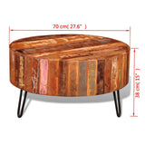 vidaXL Round Coffee Table, Solid Reclaimed Wood with Iron Pin Legs, Handmade Vintage-Style Living Accessory, Eco-friendly, Unique Grain Structur vidaXL