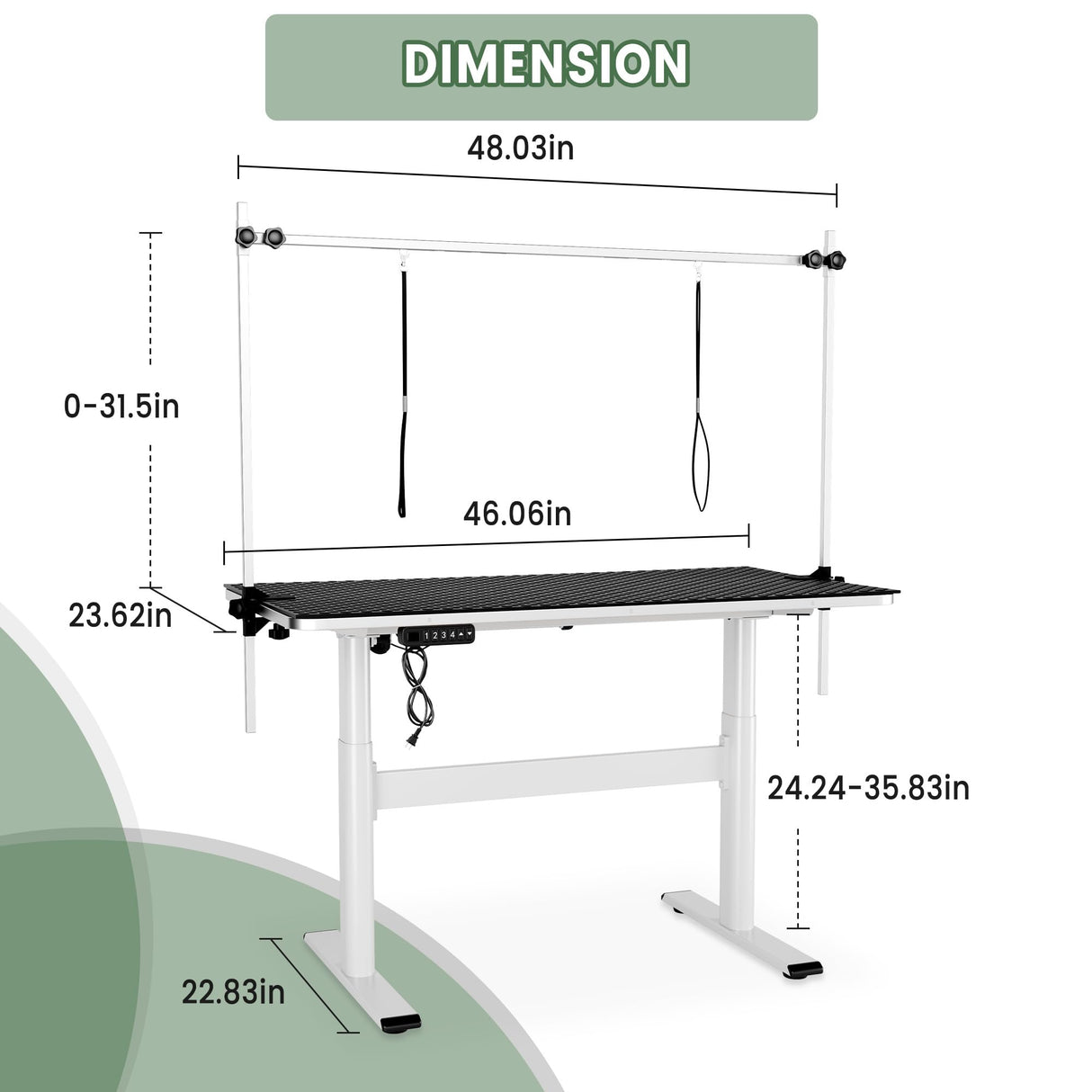 Reljofum 46" Electric Grooming Table, Heavy Duty Dog Grooming Table w/PVC Non-Slid Mat Reljofum