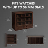 AUTOARK Wooden Watch Sunglass Display Case,12 Watch Box with Jewelry Drawer,Watch Eyeglass Holder with Window,Vertical Storage,Gift Idea,Walnut,AW-185 AUTOARK