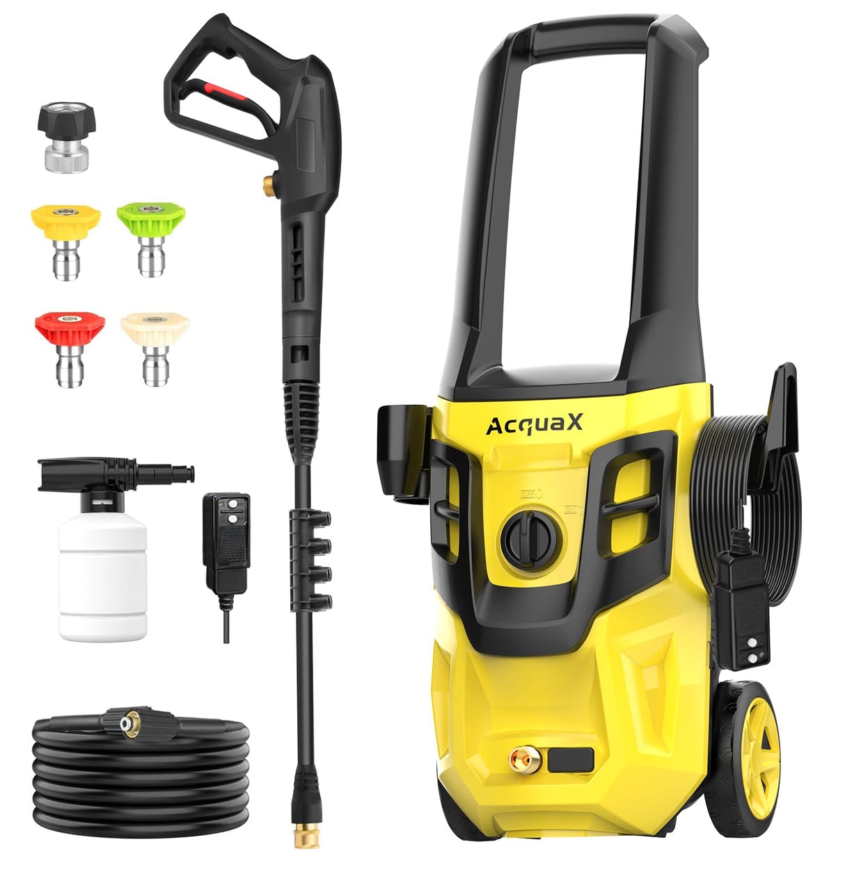 AcquaX Electric Pressure Washer, 4000 PSI 2.5 GPM Electric Power Washer with 4 Quick Connect Nozzles, 35FT Power Cord, 20FT Hose, Foam Cannon for Cars/Patios/Diverway/Fences AcquaX