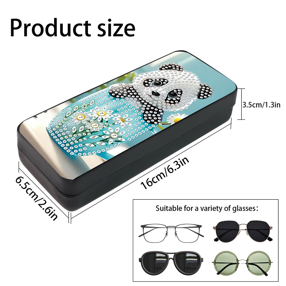 Diamond Art Painting Eye Glass Case, DIY Panda Diamond Art Glasses Storage Box Sunglass Case for Adults Handmade for Art Craft Gift Travel Sunglass Eyeglasses WoodArtSupply