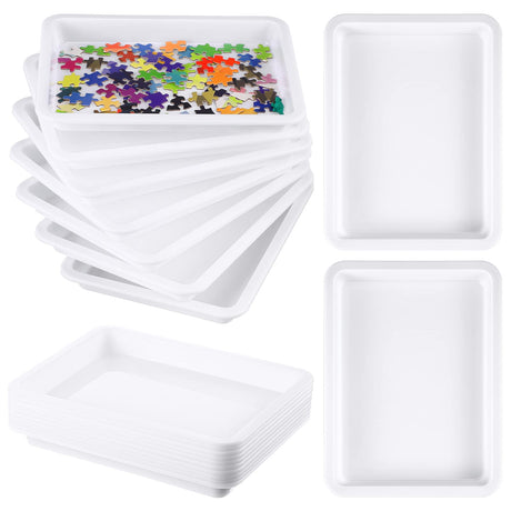 Hanaive 10 Pack Puzzle Sorting Trays for Jigsaws up to 1500 Pieces White Stackable Puzzle Sorting Trays Multipurpose Organizer Plates for Toys Beads Painting DIY Projects Fun Home Activities Hanaive