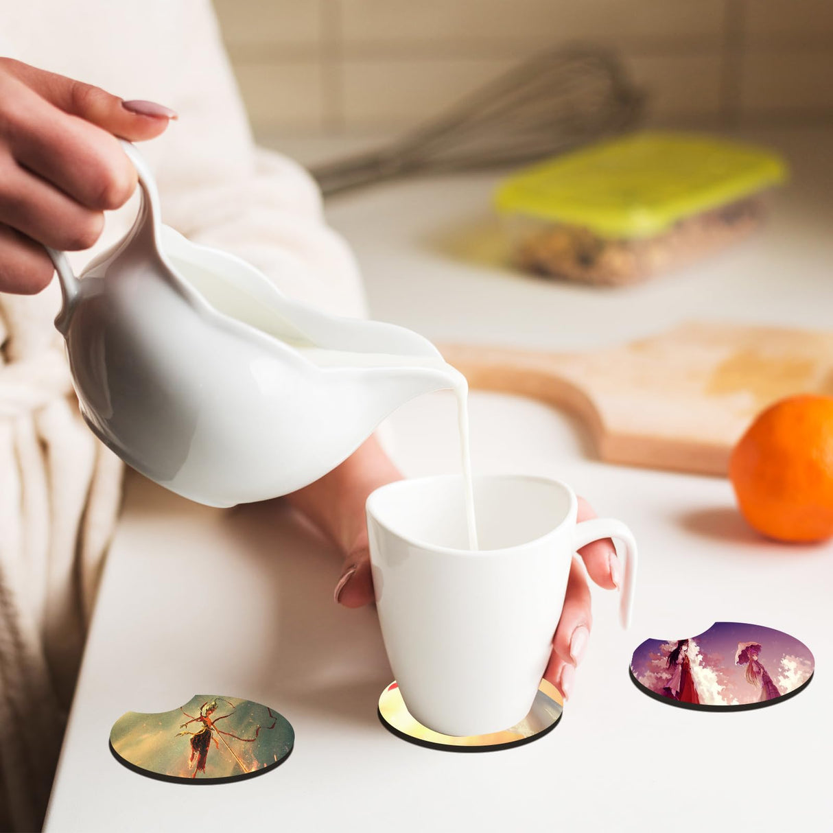 100Pcs Sublimation Car Coasters Blanks Set, 50 Pcs 2.75/0.25 in Neoprene Round Opening Sublimation Coasters, 25Pcs Self-Seal Bags & 25Pcs Car Coaster Display Cards for Sublimation DIY Drink Coaster CJMYHOME