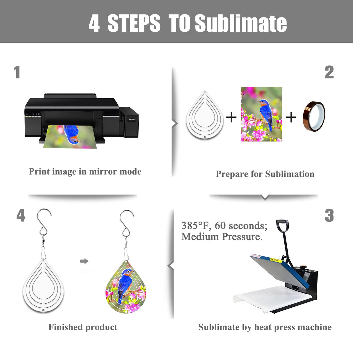 WindMage 12 Pack 3inch Sublimation Wind Spinner Blanks 3D Aluminum Metal Wind Sculpture Kinetic Spinners for Yard Garden Indoor Art Ornaments Xmas Hanging Decoration (Waterdrop) WindMage