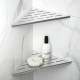 Bernkot 10'' Corner Shower Shelf 2PCS, 304 Stainless Steel Grout in Shelves for Tiled Wall, Recessed Bathroom Shelves, No Drilling Needed (10'', Silver) Bernkot