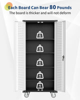 GarveeHome 72 in Steel Rolling Tool Cabinet with Lock | Heavy-Duty Garage Storage w/ 4 Adjustable Shelves & Pegboard | Industrial Organizer for Workshop Home GarveeHome