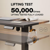 JYLH JOYSEEKER Electric Standing Desk, 48 X 24 Inch Adjustable Height Table, Sit Stand Desk with 2 Hooks, Ergonomic Rising Desk with Splice Board，Black & Rustic Brown JYLH JOYSEEKER