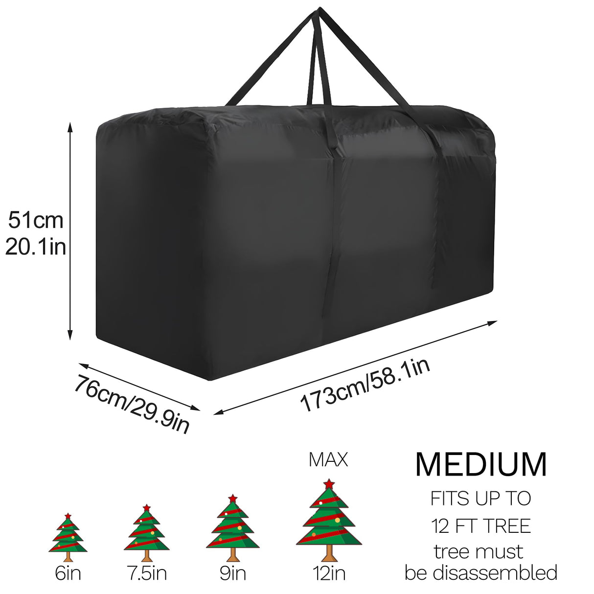 Christmas Tree Storage Bag, For 12 ft Disassembled Holiday Tree, Heavy Duty Xmas Holiday Tree Bag with Durable Handles & Dual Zipper YHNJI