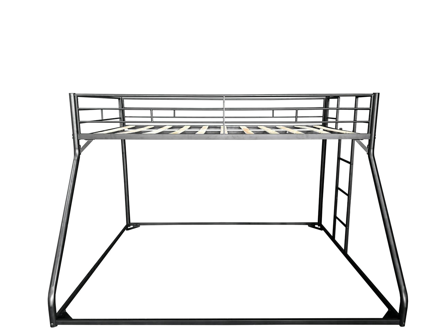 PVWIIK Metal Twin XL Over Queen Bunk Bed w/Ladder and Safety Guardrail for Kids Teens Adults,Heavy-Duty Sturdy Bunk Bed,No Box Spring Needed,Black