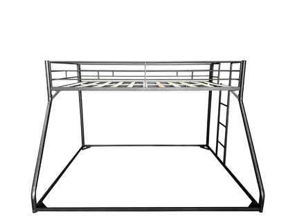 PVWIIK Metal Twin XL Over Queen Bunk Bed w/Ladder and Safety Guardrail for Kids Teens Adults,Heavy-Duty Sturdy Bunk Bed,No Box Spring Needed,Black