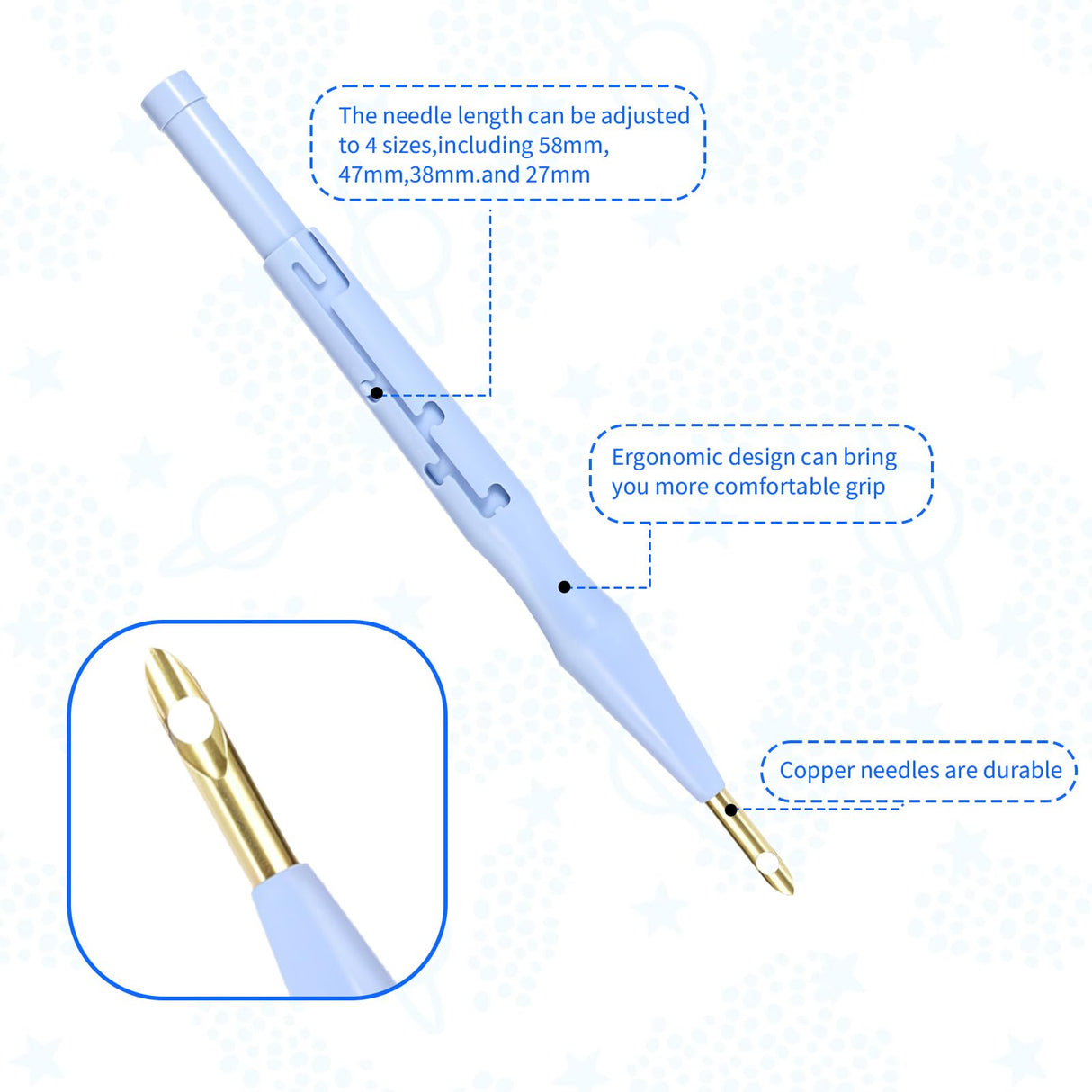 2 Pack Adjustable Felting Threader Needle Embroidery Punch Needle Pen Tool for DIY Handmade Art Crafts Embroidery Rug Stitching Applique Embellishment Tucnoeu