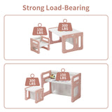 Hulaibit Kids Table and 2 Chairs Set, Montessori Weaning Table and Chairs for Toddlers Age 1-6, Plastic Activity Table for Reading/Eating/Playing, Gift for Boys & Girls, Pink Hulaibit