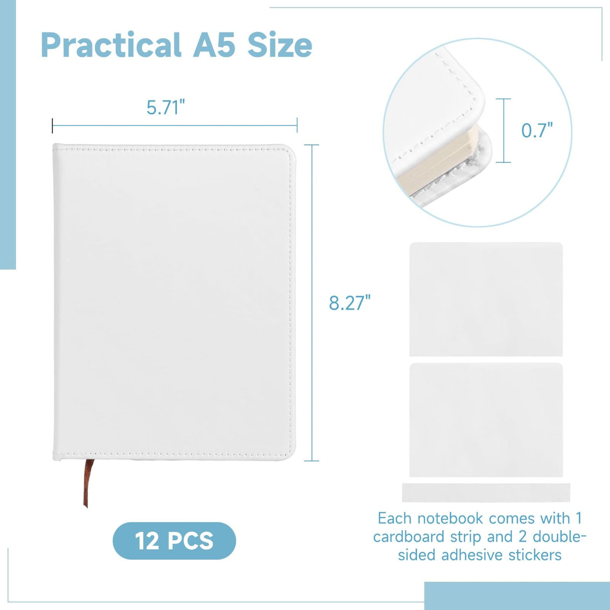 Lnrueg 12 Pcs A5 Sublimation Notebook Blank Journal 100 Pages - Hardcover PU Notebooks for Note Taking Plan Making Diary Writing - School Office Supplies… Lnrueg