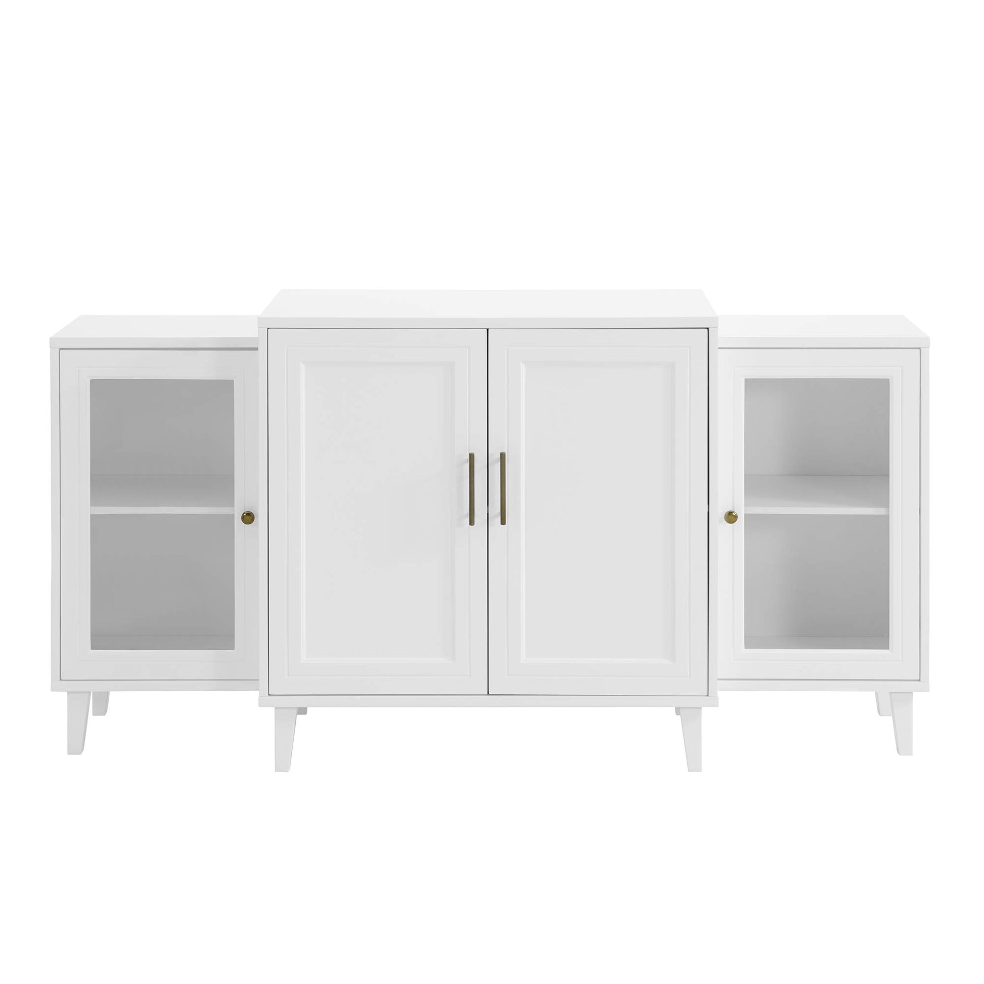 Walker Edison 4-Door Tiered Modern-Sideboard-Buffet Stand for Storage, 62, White - WoodArtSupply