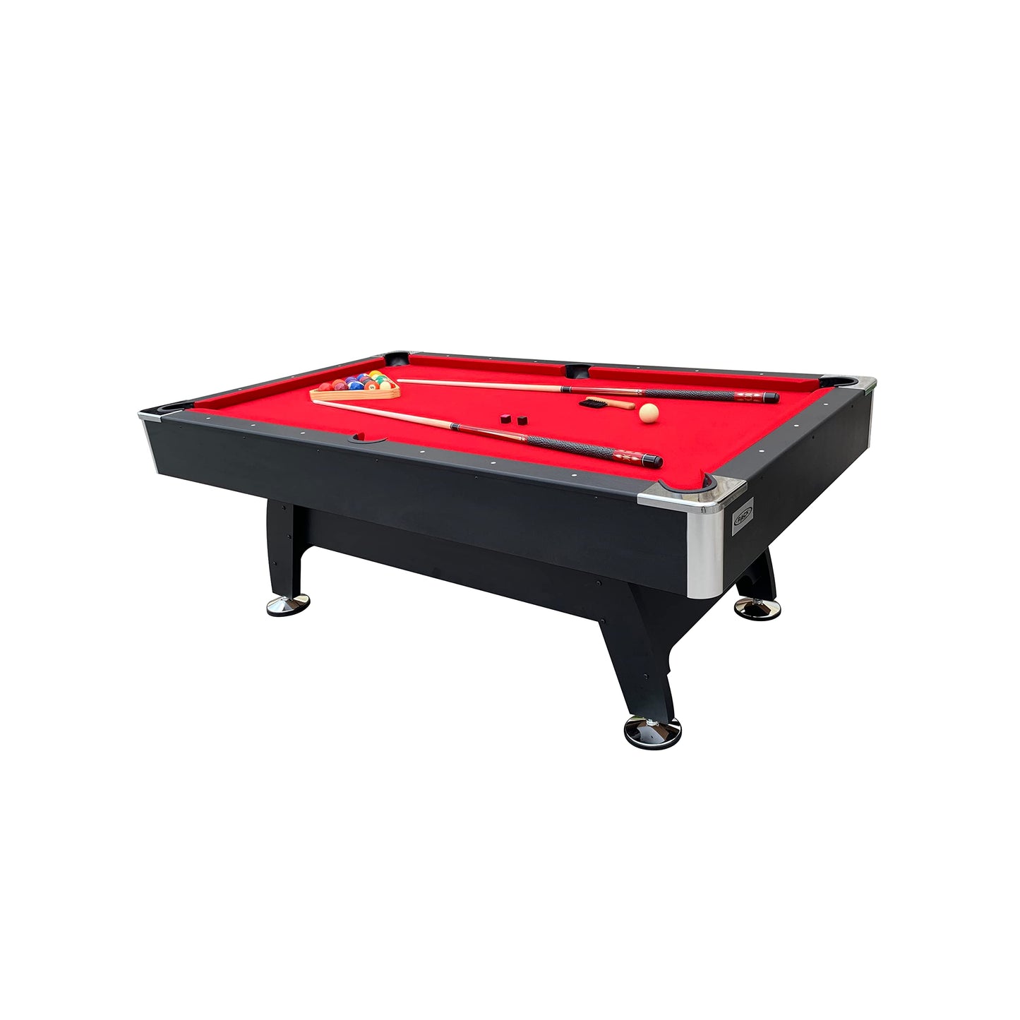 RACK Draco 7-Foot Tournament Billiard/Pool Table (Red Felt with Black Body) for Competitive Players! - WoodArtSupply