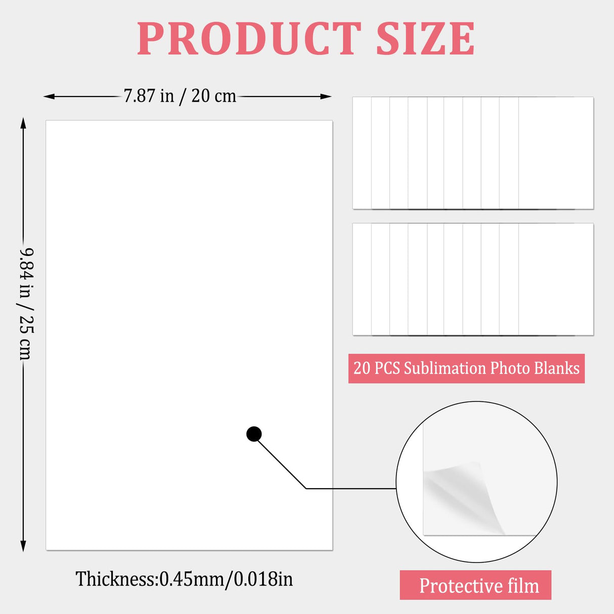 20 Pcs Sublimation Metal Photo Blanks 8x10 Inch Metal Sublimation Sign Blanks 0.45mm Thick Aluminum Sublimation Blanks for DIY Photo Sign Wall Poster Frame,Crafts,Gift,Home Decor ToBeAce