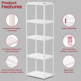 TOYEAR 2000LBS Storage Shelves 5 Tier Garage Shelving Heavy Duty 67.32" H x 23.62" W x 15.75" D Adjustable Metal Shelving Unit for Garage Shelves Utility Rack Shelf (White Shelf, 23.62*15.75*67.32) Toyear