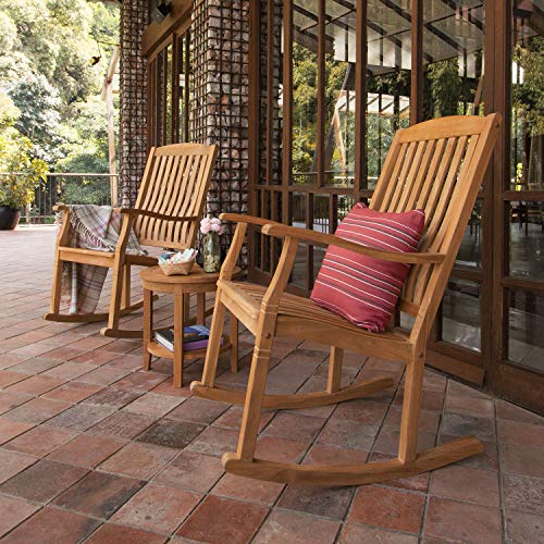 Cambridge Casual Arie Patio Porch Rocking Chair for Outdoor, Single Item/Natural Teak