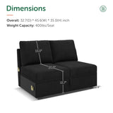 HONBAY Storage Loveseat for Modular Sleeper Sofa with Pull Out Bed, Double Seat with Storage for Couch Bed, Velvet Black HONBAY