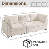 WARM HARBOR Oversized Modular Sectional Fabric Sofa Set, Large L Shaped Mordern Sofa Couch Reversible Chaise Modular Sectional Couches, 96 inch Width,3 Seat Modular Sofas, Beige,Linen WARM HARBOR