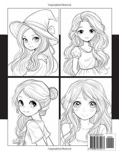 Anime Girls Coloring Book: With 50+ Kawaii Anime Coloring Pages For Kids Ages 6-12, Girls, and Teens. (Relax and Enjoy)