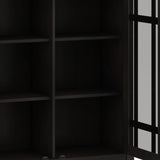 SIMPLIHOME Bedford SOLID WOOD 39 inch Wide Transitional Medium Storage Cabinet in Hickory Brown, with 2 Tempered Glass Doors, 4 Adjustable Shelves SIMPLIHOME