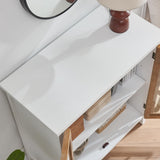 WINWY 30" Farmhouse Sideboard Buffet Credenza Cabinet, Decorative Accent Cabinet with 2 Carved Arched Glass Doors & Adjustable Shelf, Rustic Wooden Storage for Kitchen, Living Room(White,Set of 3) WINWY