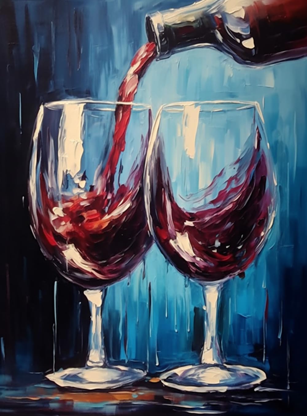 F-CANLAN Round Full Drill Diamond Painting Set 5D Red Wine Diamond Art Kits Wine Glass Diamond Art Painting by Numbers Alcohol Diamond Painting with Gem for Children for Room Decor (12X16 inches) F-CANLAN